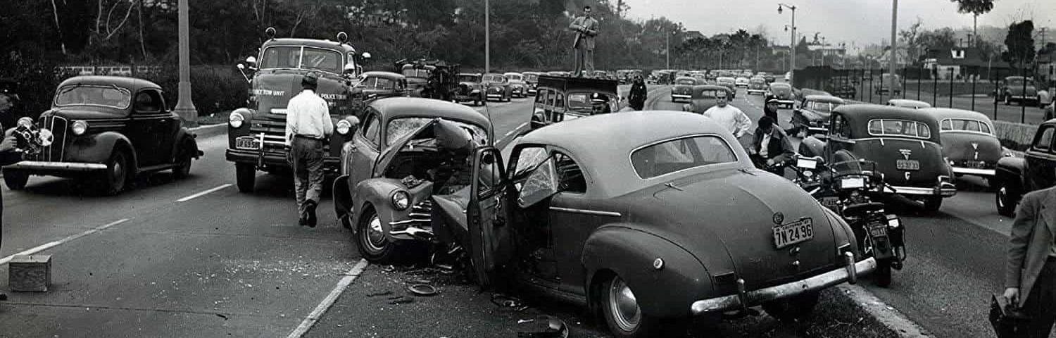 vintage photo of a car accident